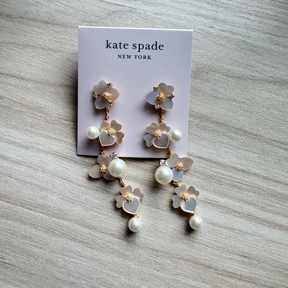 Kate Spade White Floral Pearl Earrings